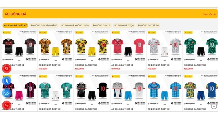 Shop bán áo đá bóng với đa dạng kiểu dáng và mẫu mã thịnh hành